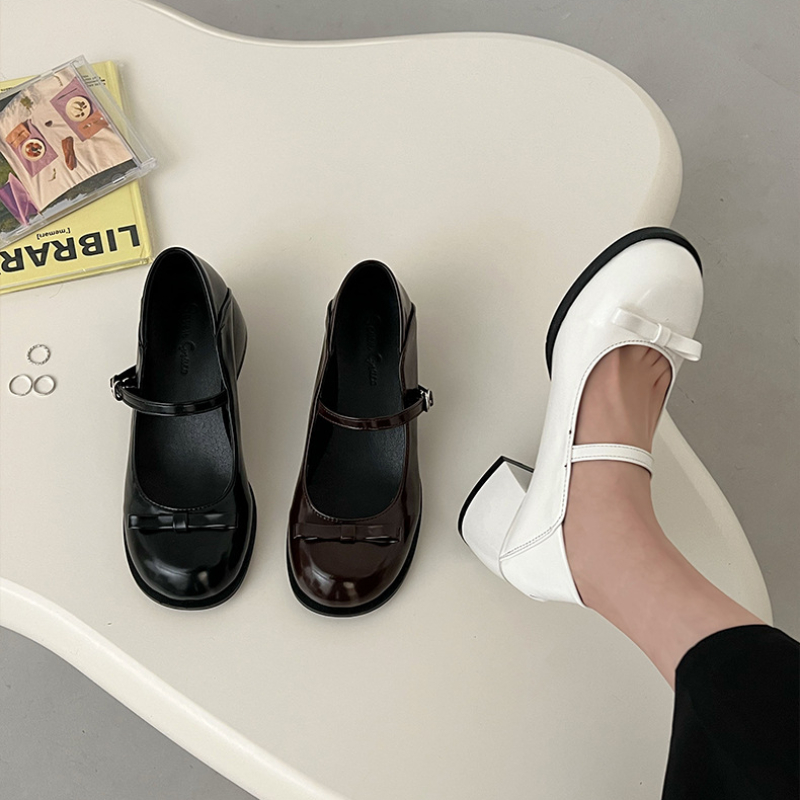Pu Woman Leather Soft New Bottom Platform Loafers Female Autumn New Thick Heels Oxfords Shoes Women Bows Slip on Brown Chunky Pumps d912 mps