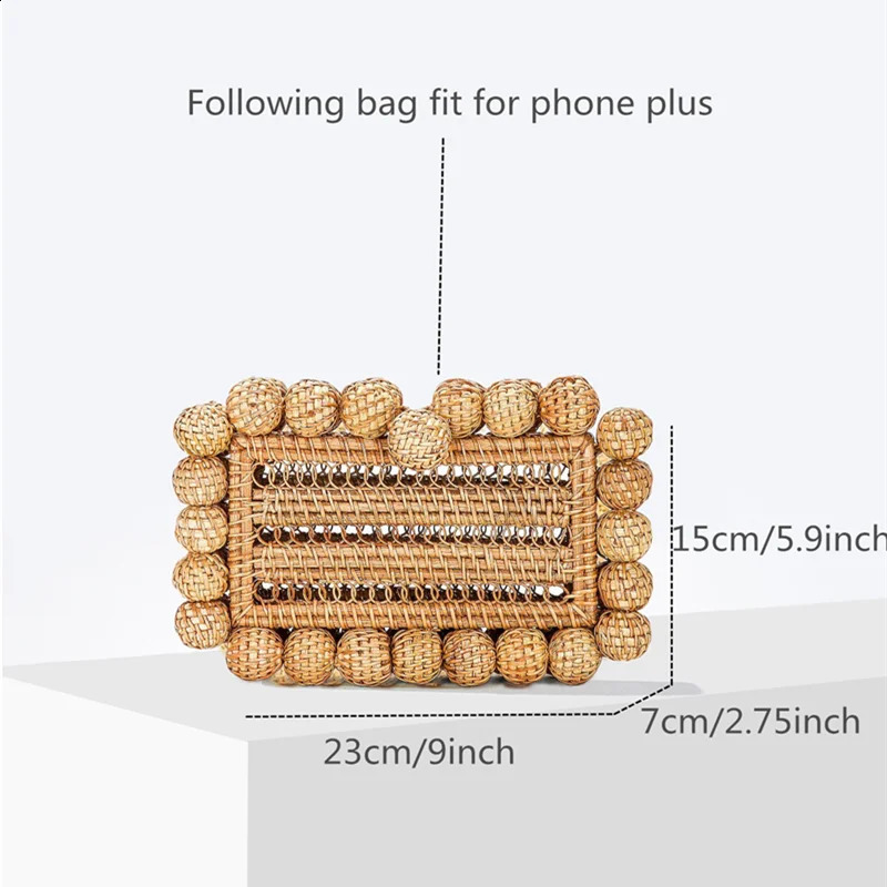 3 Women natural cane bag Rattan clutch Bag For Wedding Party Purse summer beach Wicker Handbag er 240903 4