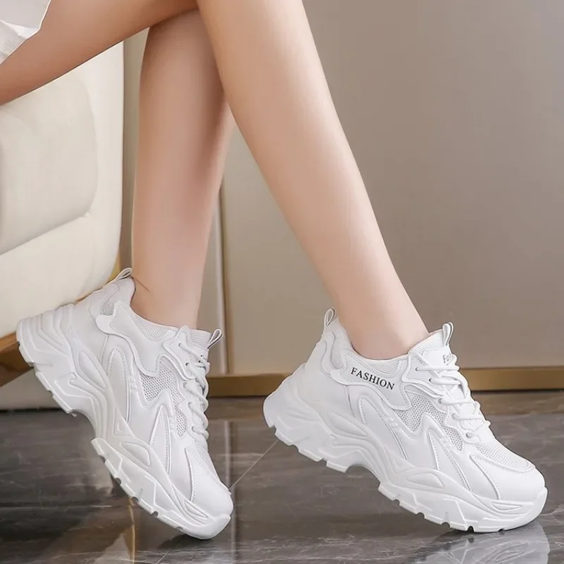 Chunky Sneakers Women Trends 2024 Autumn white Thick Bottom Dad Shoes for Woman Fashion mesh breathe Platform Sneakers Ladies
