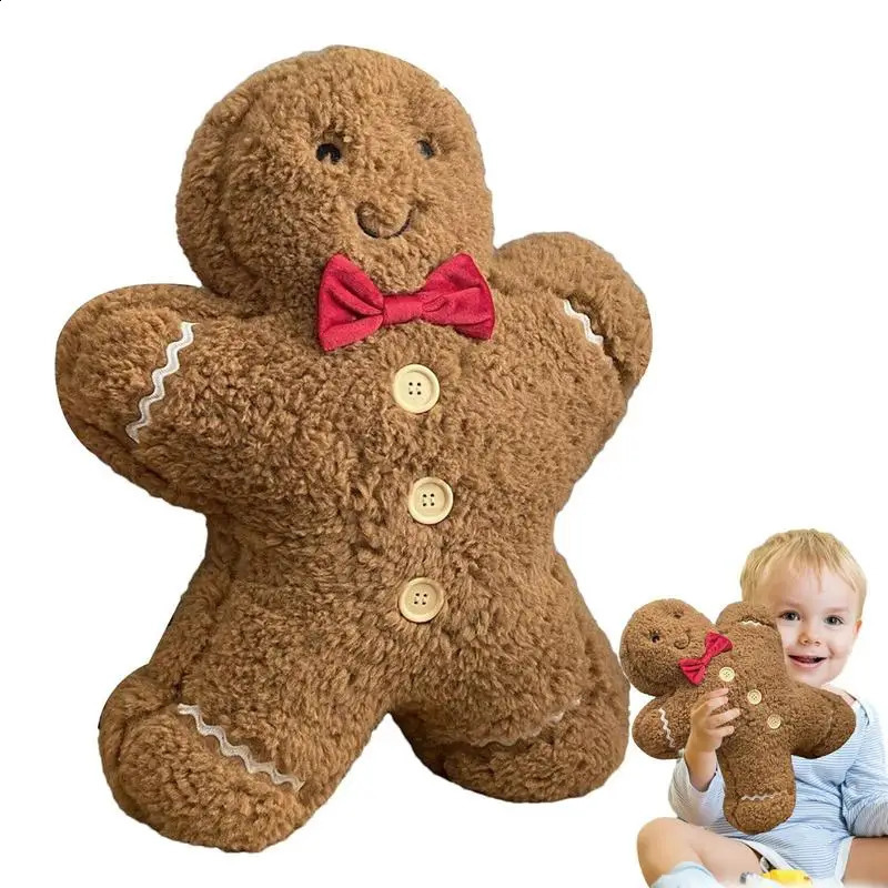 Christmas Decoration Toys Cute Gingerbread Man Plushie Toy Biscuit Man Doll Cartoon Soft Pillow Cushion Home Decor Kids Gift 240904