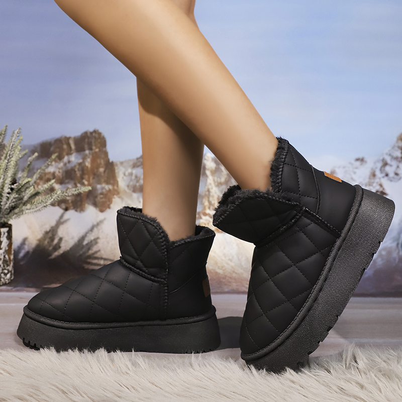 Warm Short Plush Waterproof Snow Women 2024 Trend Thick Bottom Winter Ankle Boots Woman Non Slip Platform Cotton Shoes