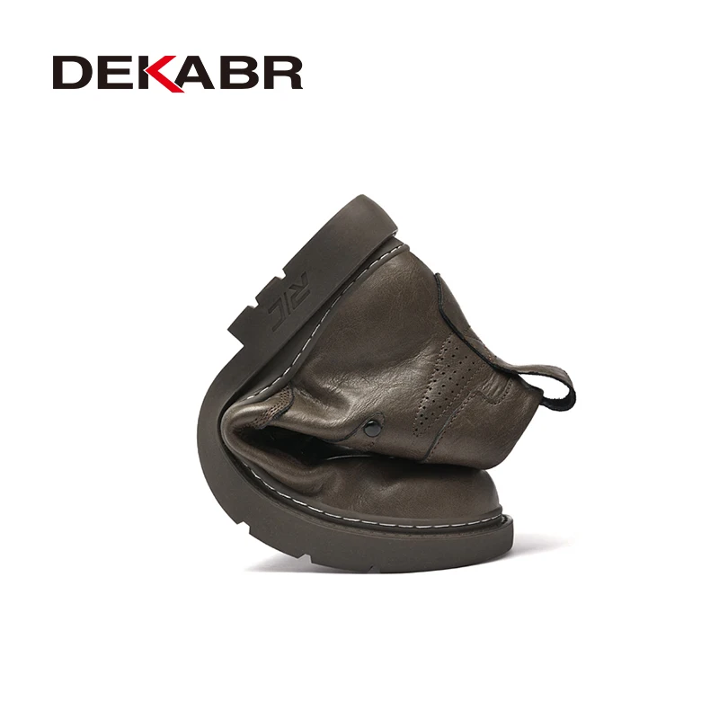 DEKABR Classic Non-Slip Snow Ankle Boots For Men Autumn Winter Fur Waterproof Quality Designer Split Leather Shoes Size 37-46 acb1