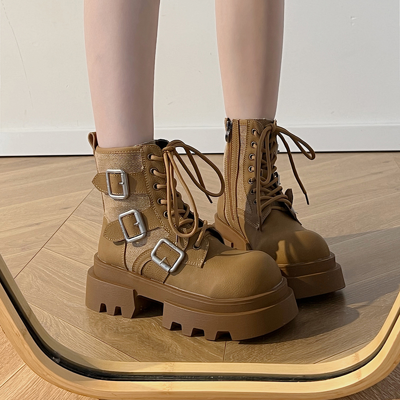 New 2024 Thick-soled Non-slip Dual-purpose Ankle Retro Women's Winter Shoes Motorcycle Boots D341 09fe