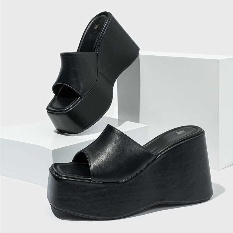 2025 new Designer Liyke Open Toe Wedges Slippers For Women Cozy Soft Pink Leather Chunky Platform Sandals Female Shoes High Heels Slides
