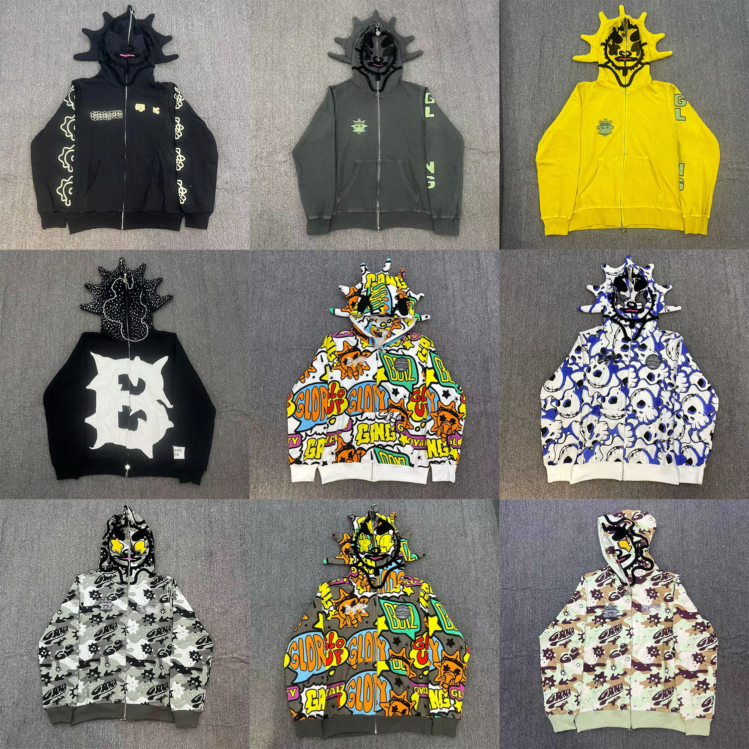 Designer Mens Hoodie Full Letter Print Gothic Vintage Cartoon Camouflage Zip up Sweatshirt Cotton Hoodies Women