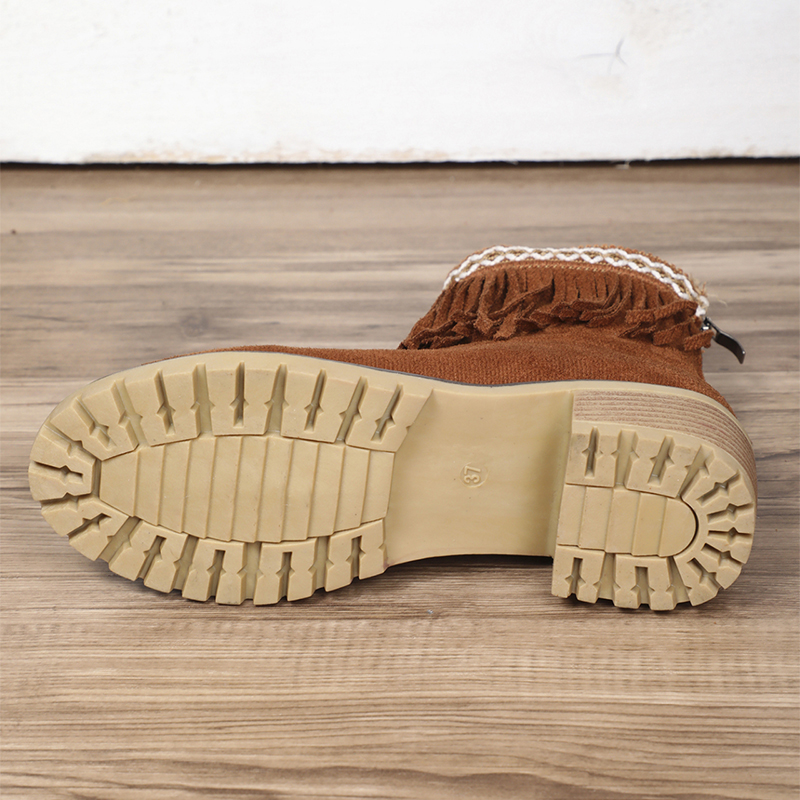 Fashion Womens Embroidered Ankle Comfort Thick Wedge Heel Zipper Tassel Faux Suede Short Boots Cowboy Cowgirl Shoes 2024 50ef