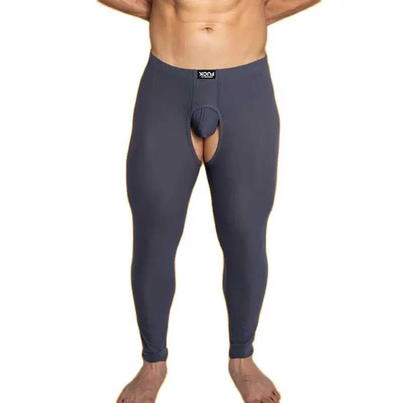 Hot underwear sexy mens hot pants interior open crotch Cueca pajamas thin mens tight pants W240903