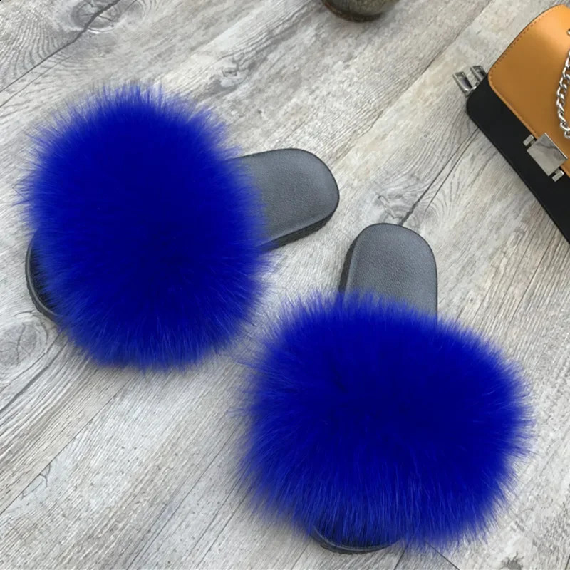 Fur slider womens coat summer womens casual fur fluffy home flat slider fashionable womens outdoor shoes 240903