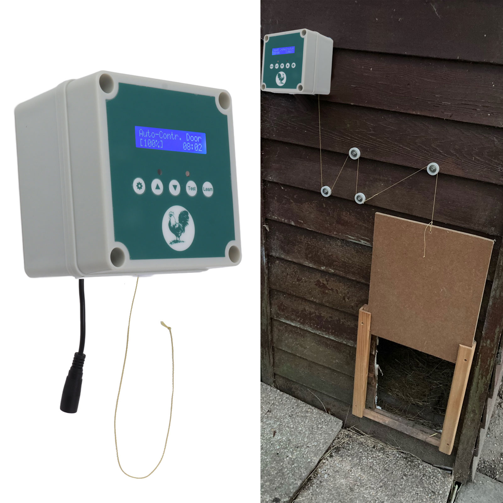 Automatic Chicken Coop Door Controller Cage Opener Remote Control Poultry House Door Actuator Motor Kit with Timer Light Sensor