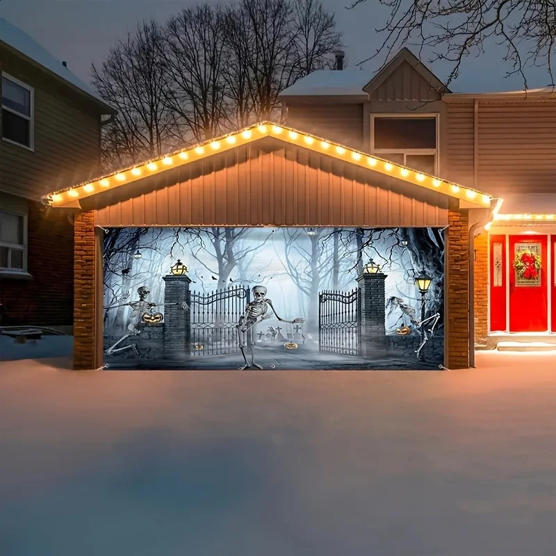 Halloween Horror Garage Door Banner Large Outdoor Decoration Party Background and Holiday Celebration Halloween Decoration 240903