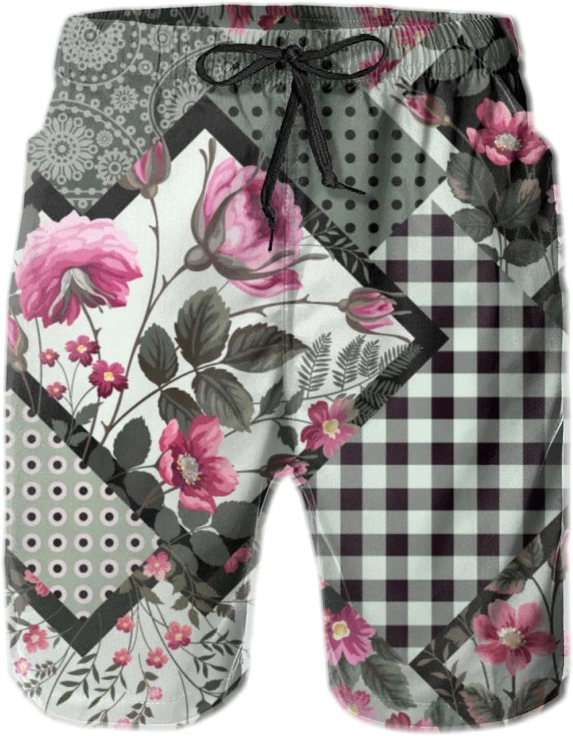 Mens Shorts 3D Printed Pattern Flowers Swim Trunks Quick Dry Fashion Beach Board Swimwear