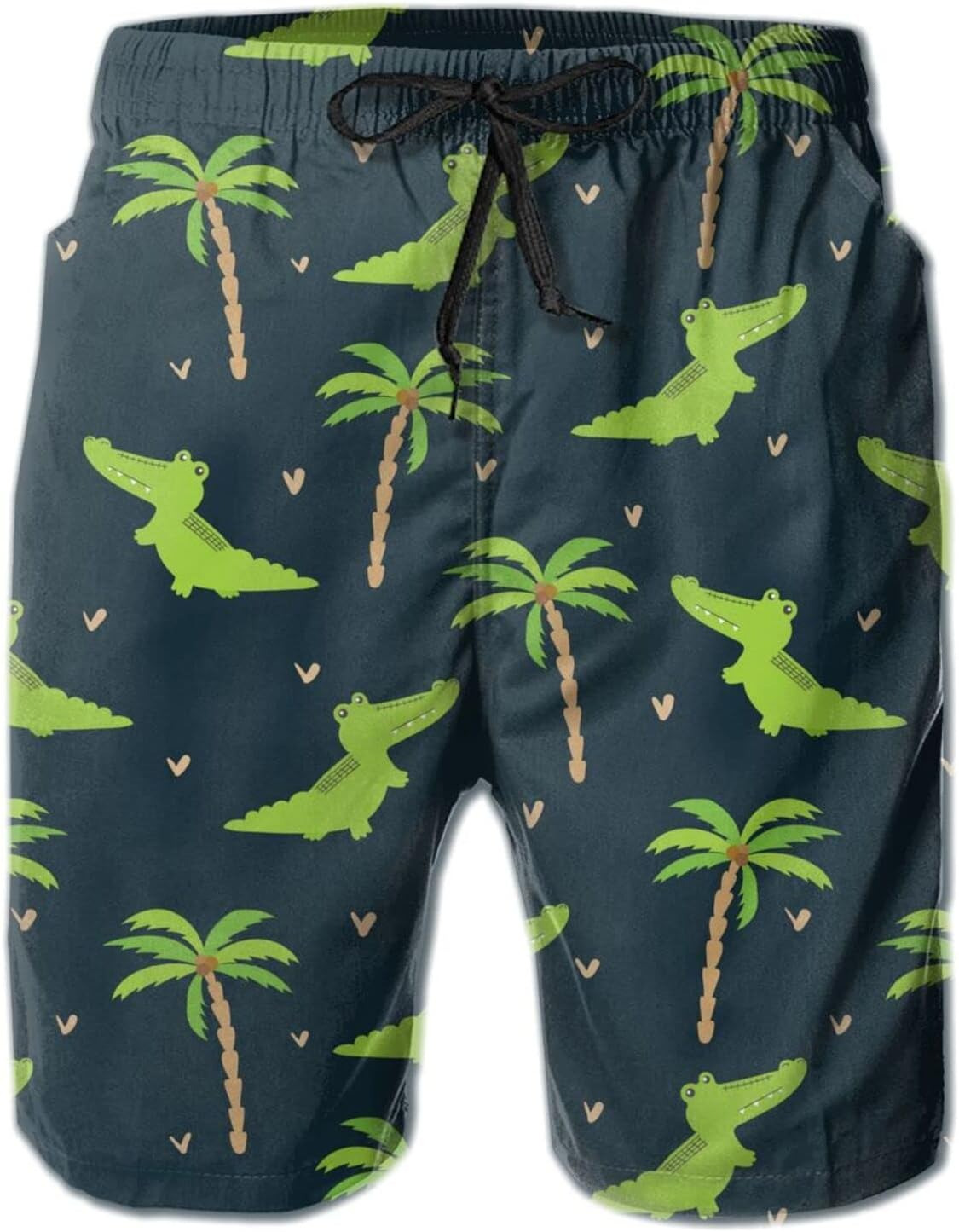Mens shorts 3D printed pattern Crocodile and Coconut Tree Mens Swim Trunks Quick Dry Swim Shorts Fashion Beach Board Shorts Swimwear