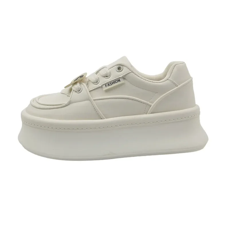 Casual Women's Height Increasing White Shoes Fashion Lace Up Comfortable Breathable Sneakers Platform Femme 62e0