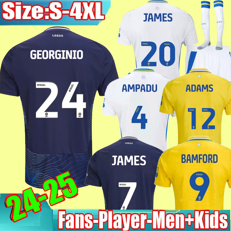 3XL 4XL 24 25 BAMFORD Soccer Jerseys Home Away 2024 2025 Leeds Adams Unitedes AMPADU JAMES GEORGINIO Third Football Shirt Men Kids kits