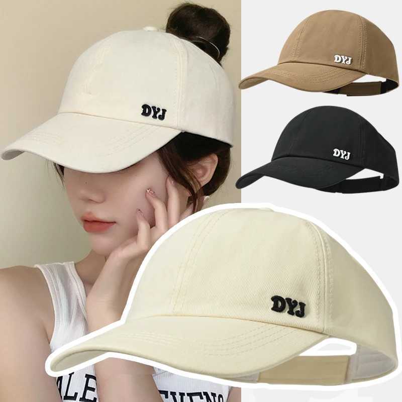 Summer Sun Hat Empty Top Ponytail Baseball Hat Womens Solid Color Adjustable Outdoor Visual Leisure Sports Golf Tour Hat W240903