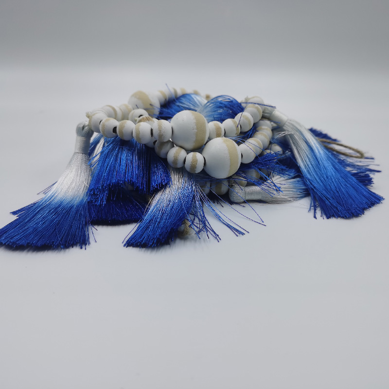 Bohemian-Style Wood Bead String Accessory with Attached Tassels for Unique Style