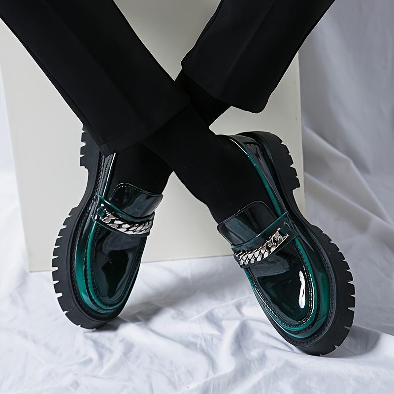 Mens Round Toe PU Leather Slip On Penny Loafers - Wear-Resistant Anti-Skid Rubber Sole, Comfortable PU Insole, Solid Color, Perfect for Business Offic