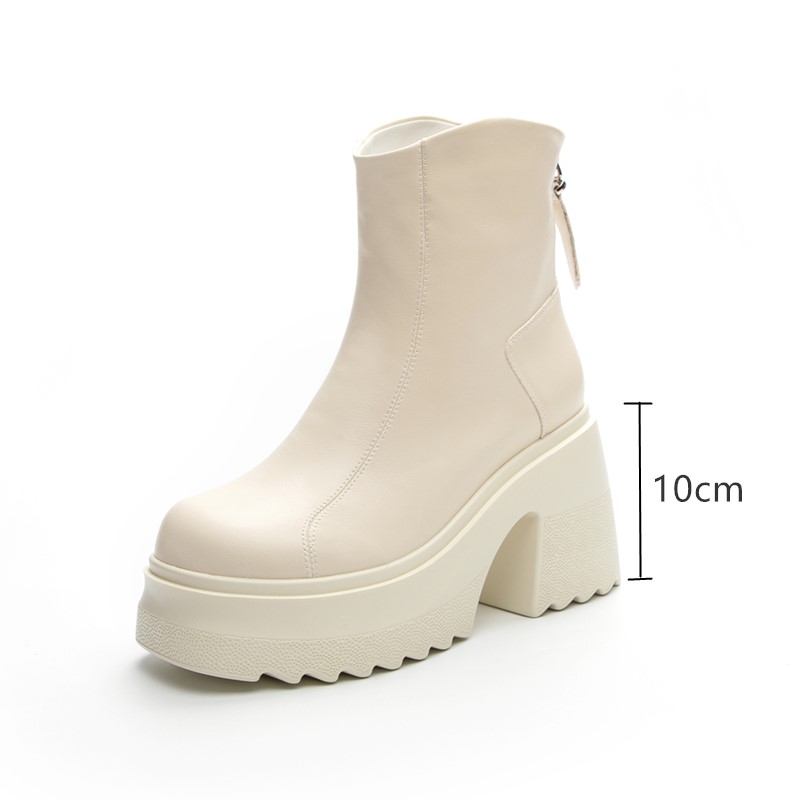 AIYUQI Women High Heel Boots Genuine Leather 2024 New 10cm Heel High Women's Booties Platform British Style Fashion Boots Women