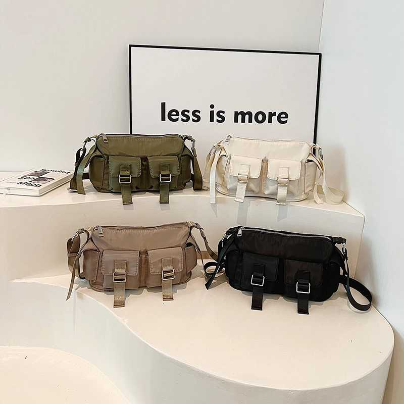 CMM Small Nylon Double Pockets Shoulder Bags for Women 2024 Korean Fashion Handbags and Purses Lady Crossbody Bag