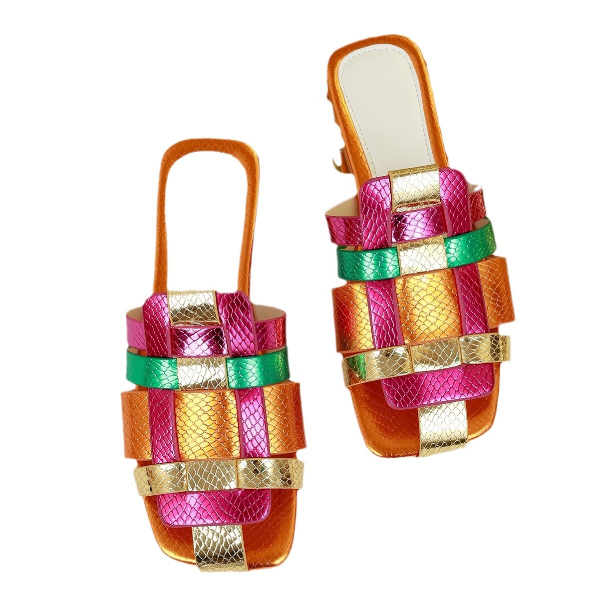 Women's Slippers Colorful Woven Slide Flat Summer Slides Women New Flats Sandals Flip ps Mules Colored Shoes Mujer Beach 115c s