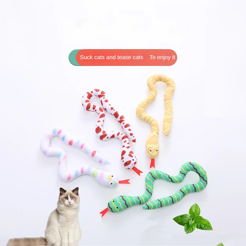 Snake Shape Interactive Cat Toy Bite-resistant Catnip Cat Toy Simulation Cat Toy Funny Self-hey Toy for Kitten Cat Supplies