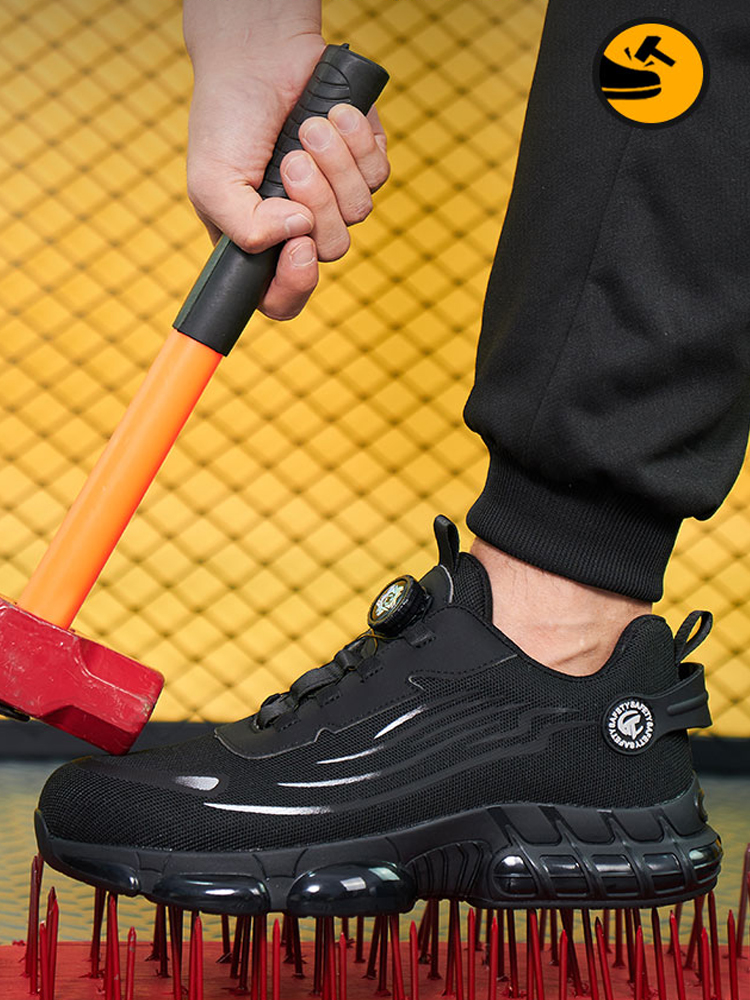 Indestructible Breathable Rotating Button Safety Shoes Men Sneakers Steel Toe Anti-smash Anti Puncture Work Boots 9365