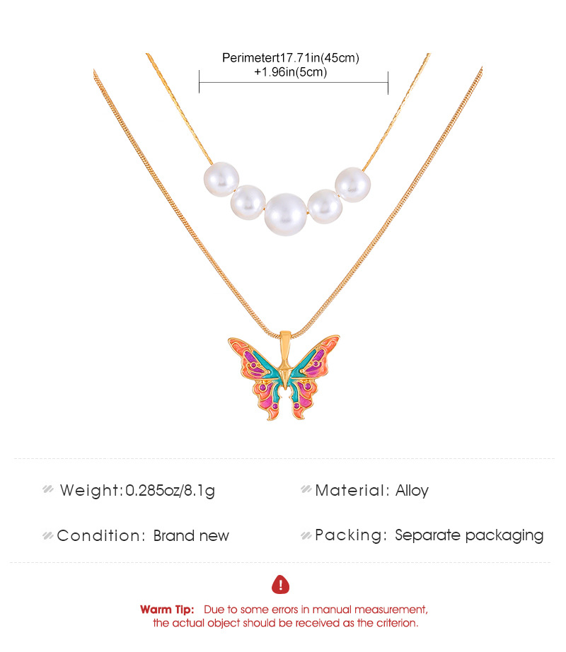 Girls' Dreamland Enchantment Necklace Featuring a Butterfly Droplet Pendant and Pearls