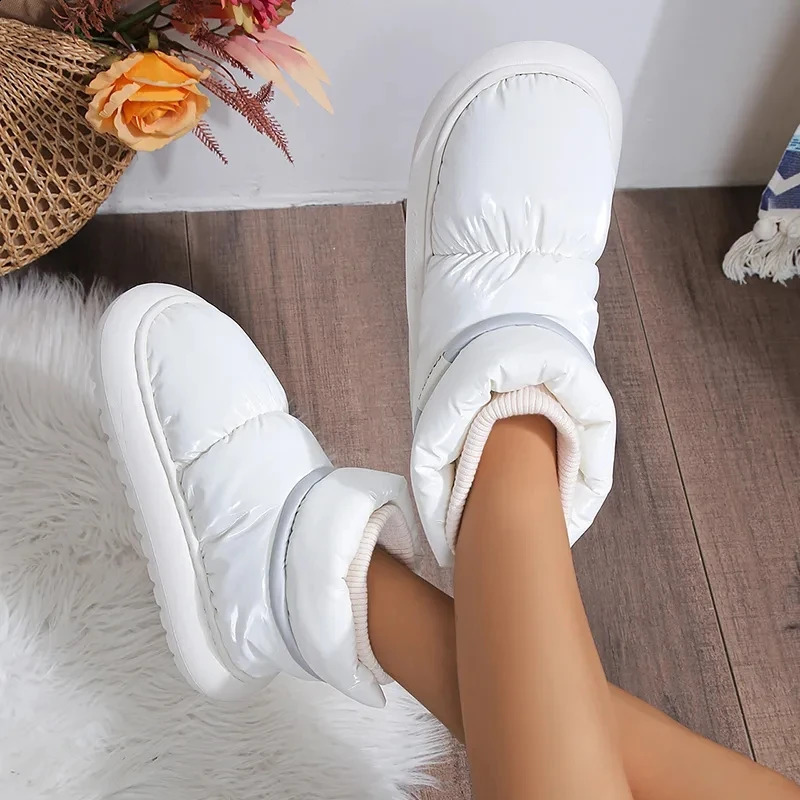 Womens waterproof down cotton padded shoes warm plush thick soled snow boots womens platform anti slip winter ankle boots 240903