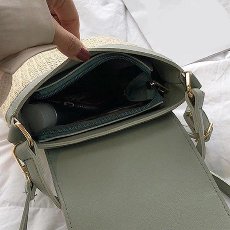 Womens Mini Straw Bag Summer Cross Bag Lattan Bag Beach Womens Travel Bag Handbag Shoulder Bag 240903