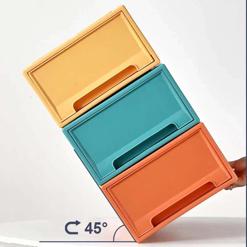 Transparent Stackable Quilt Drawer Organizer Box for Household Closet Storage