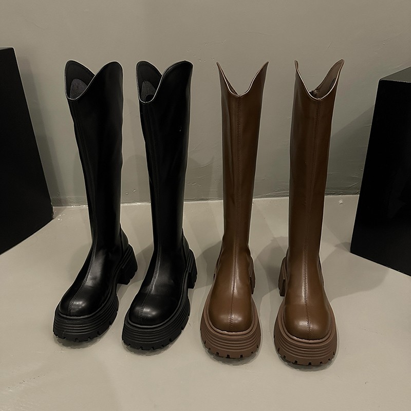 Black Petite Women's Thick-soled High-heeled Long Over-the-knee Knight Boots Autumn/winter