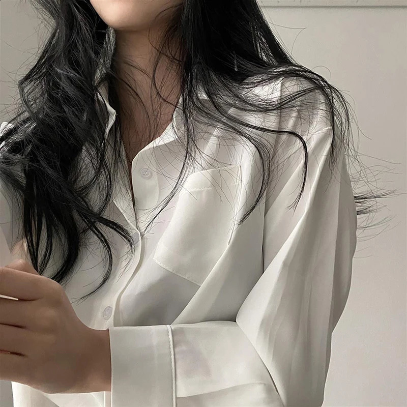 Korean elegant shirt womens fashion Sunscreen solid basic single chest office fashionable loose casual long sleeved cardigan 240814