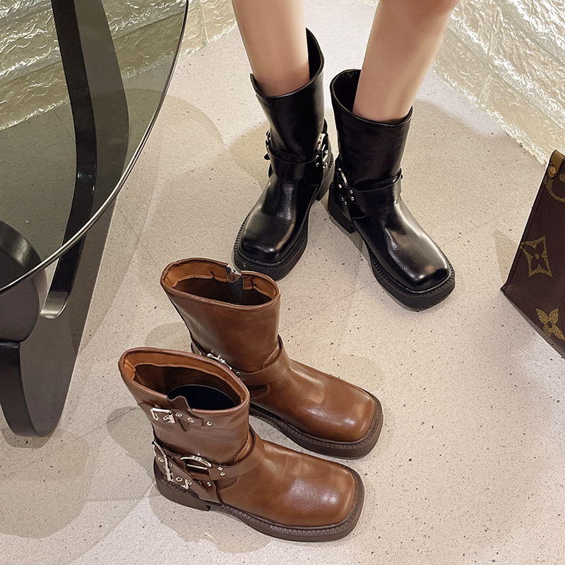 Fashion New Ankle Soft Leather Women Thick Highs Ladies Shoes Autumn Winter Zipper Woman Boots Black atos Mujer d0e3