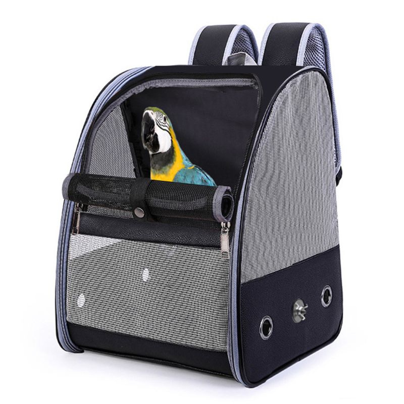 Bird Cage Breathable Carrier Backpack Foldable Lightweight Outdoor Travel Multi Purpose PU Mesh Pet Parakeet Parrot Bag