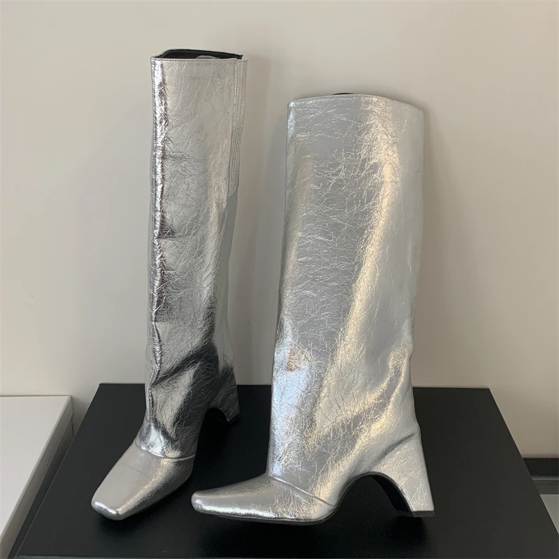 New Street Eilyken Winter Style Square Heels Women Knee-High Boots Fashion Cool Long Modern Booties Designer Shoes atos De Mujer