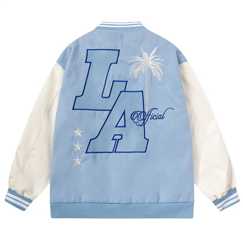 Letter embroidery mens baseball jacket Y2k flame leather school team windproof Hip Hop retro 240904
