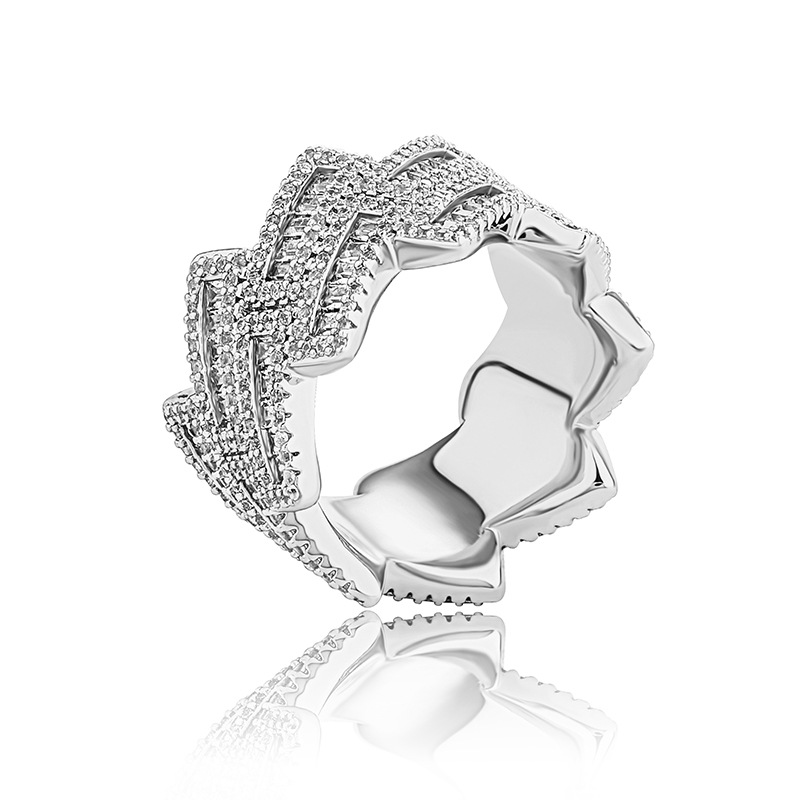 Hip Hop Rap Trapezium Rhombus Moissanite dias T Cuban Chain Ring 14K Real Gold Plated Cool For Man Women Jewelry Gift