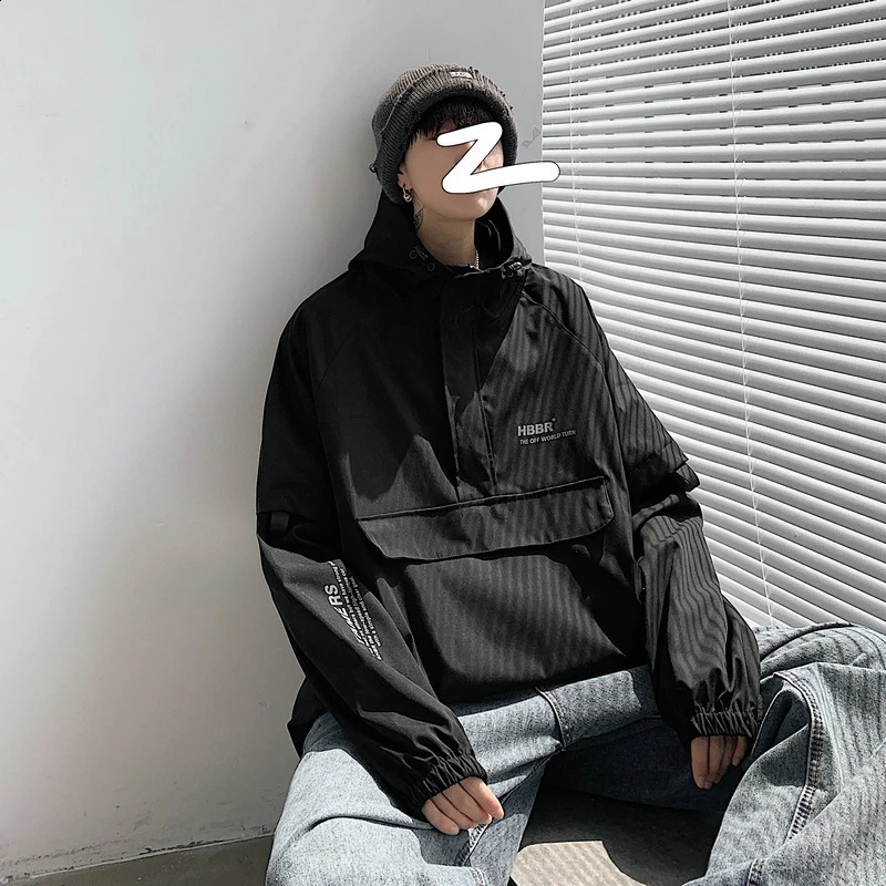 Autumn Street Mens Jacket Zipper Windproof Harajuku Thin Coat Loose 240904
