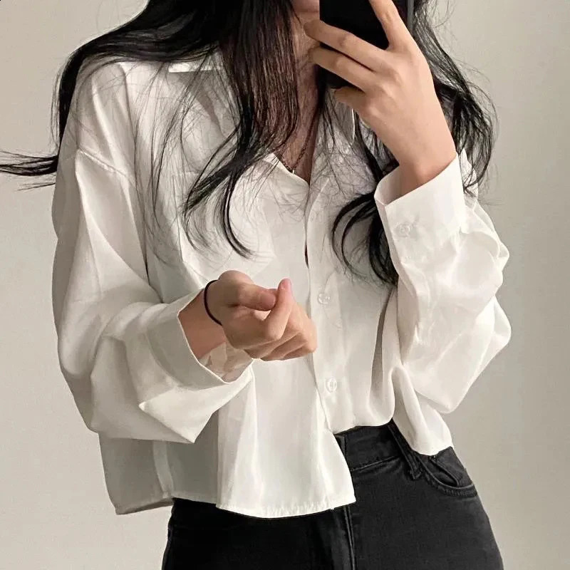 Korean elegant shirt womens fashion Sunscreen solid basic single chest office fashionable loose casual long sleeved cardigan 240814
