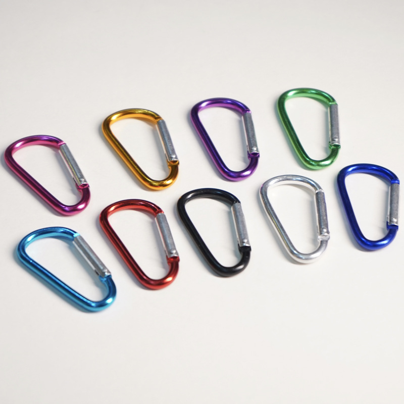 Sturdy Aluminum Carabiner with D-Shape Ring and Spring Release for Outdoor Equipment Attachment