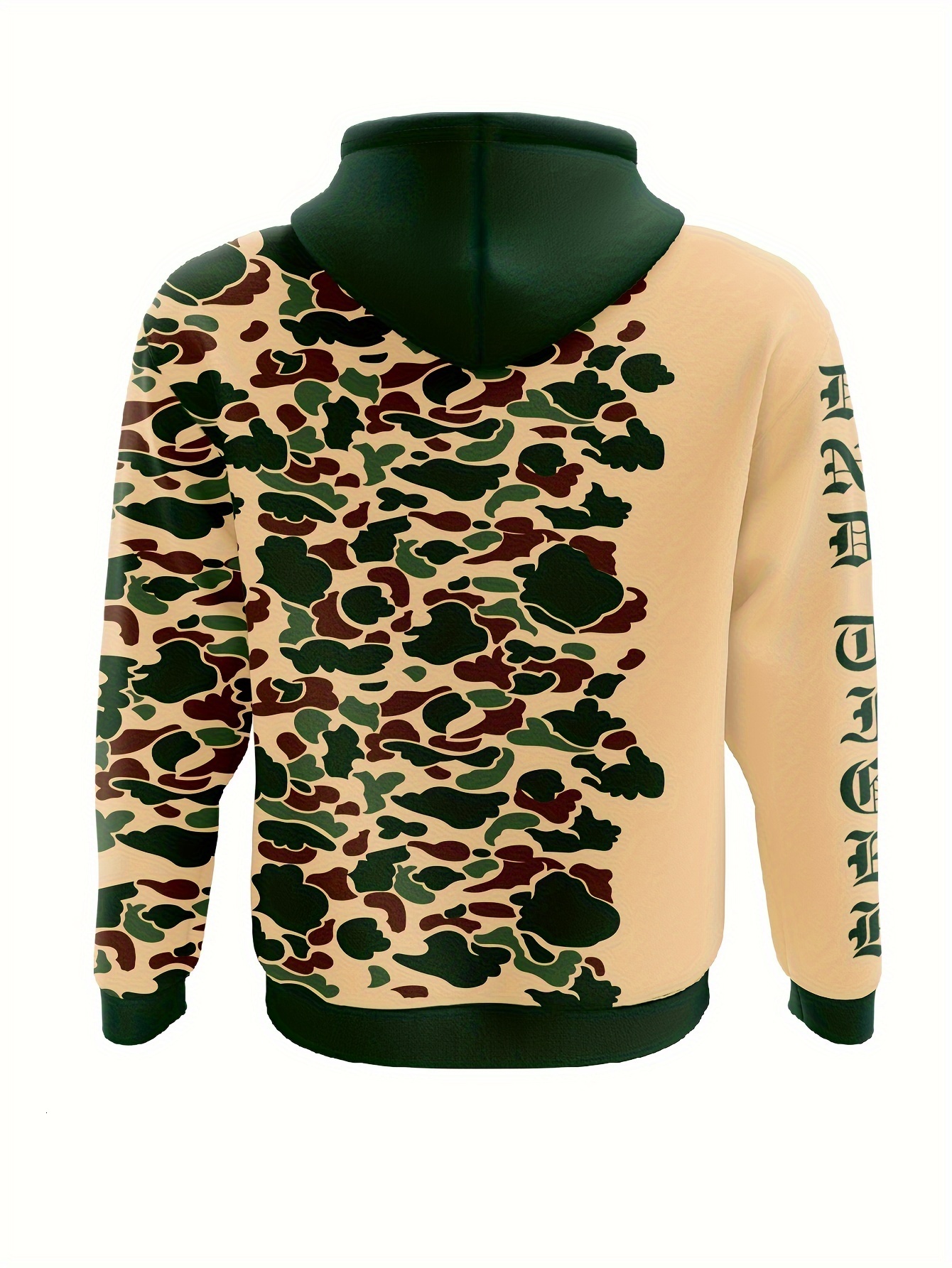 Men's Tiger camouflage Graphic Print Hoodie With Kangaroo Pocket, Casual Long Sleeve Hooded Sweatshirt For Outdoor