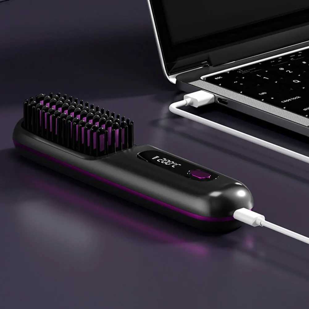 Cordless Straight Hair Straightening Comb Anti-Scald Electric Hot Comb Straightener Brush 3Gears Hair Straightener Styling Tool W250610