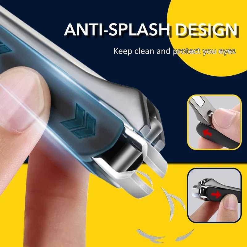 1Pcs High Quality Stainless Steel Nail Clipper Anti-Splas Black Tonail Cutting Professional Big Size Manicure Cutter Trimmer Y240904
