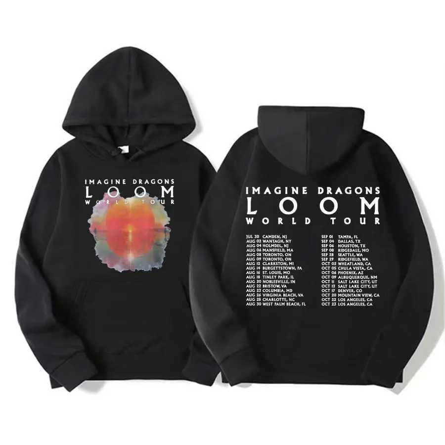 Men's Hoodies Sweatshirts Loom 2024 Tour Hoodie Imagine Concert Dragons 2024 New Album Hoodies Men Women Fashion Hip Hop Rock Sweatshirt Gothic Streetwear Q240903