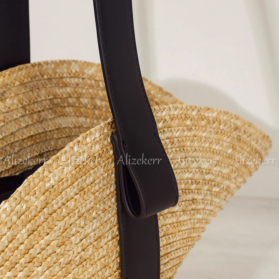3 Alizekerr Hat Shaped Straw Handbags Women Elegant Boutique Bohemian Hand Woven Beach Tote Bags High Quality Summer Holiday 240903 4