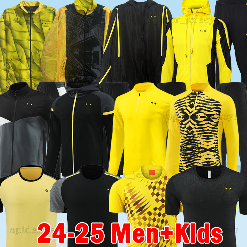 24 25 Dortmunds Soccer Sets men kids tracksuits HALLER ANTON BRANDT 2024 2025 Long sleeve hooded trench coat jacket Adult Training Jerseys football Shirts kids kits