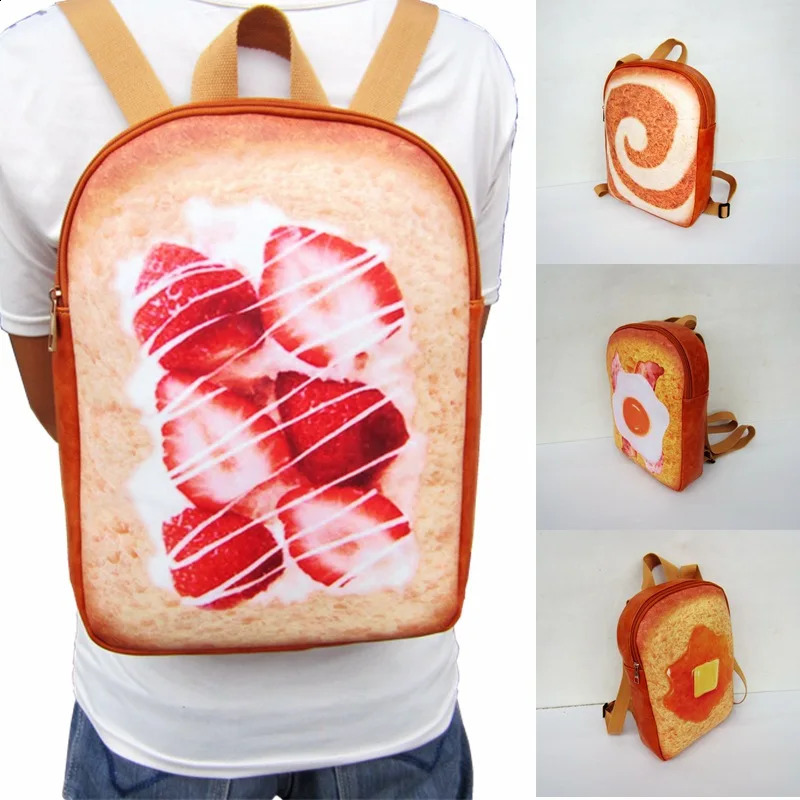 Womens Fun Toast Backpack Womens School Backpack Cute Creative Fun Student Bag 240902