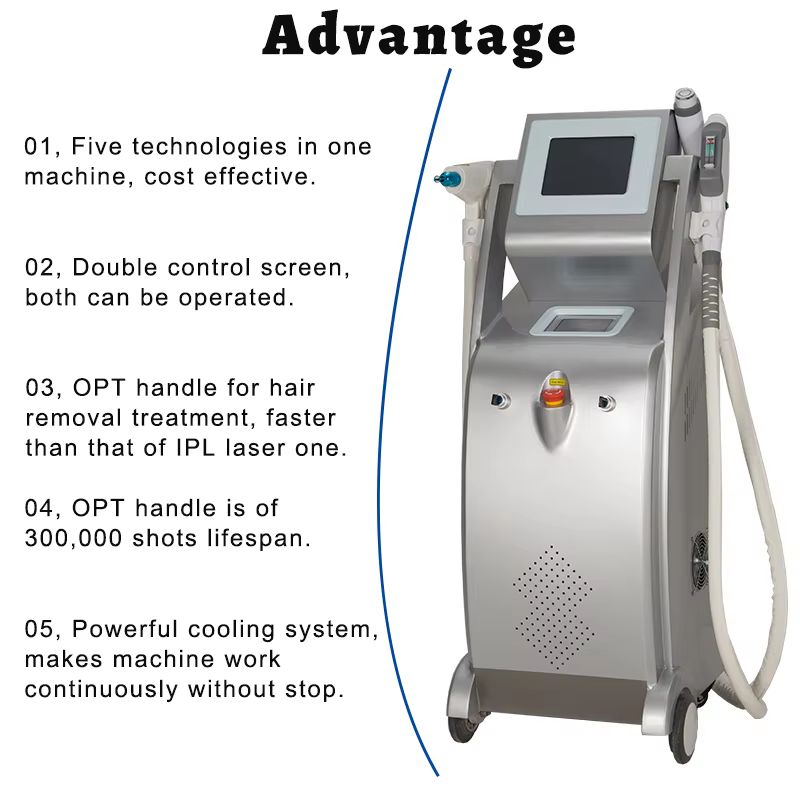 Newest 5 in 1 Multifunctional RF Elight IPL Nd Yag Laser elight dpl hair removal nd yag tatoo removal Skin Tighten machine