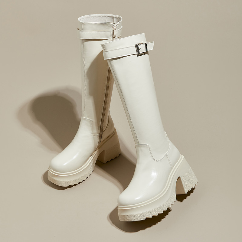 AIYUQI Long Boots Women 2024 New Women's High Heel Boots 10cm Heel High Platform Fashion Skinny Rider Boots Women