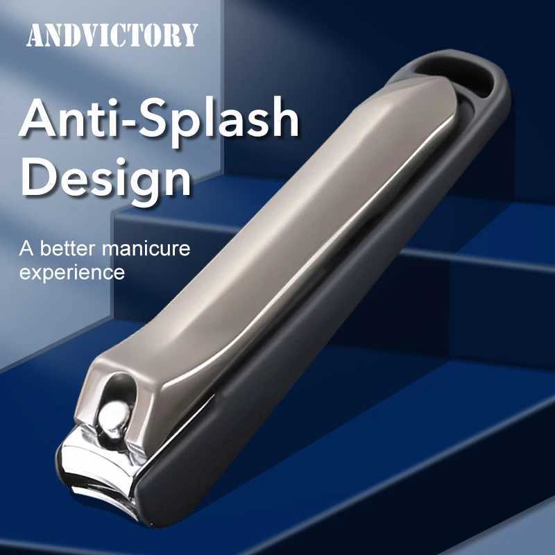 1Pcs High Quality Stainless Steel Nail Clipper Anti-Splas Black Tonail Cutting Professional Big Size Manicure Cutter Trimmer Y240904
